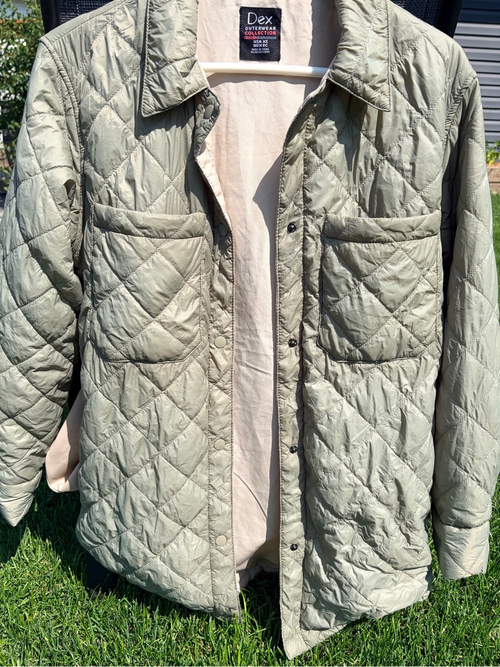 Dex Light Green Quilted Puffer Shirt Jacket/ Shacket XS